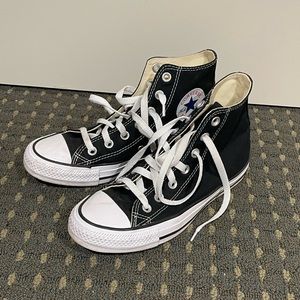 Black, Converse High Top Sneakers. Hardly worn, like new condition.